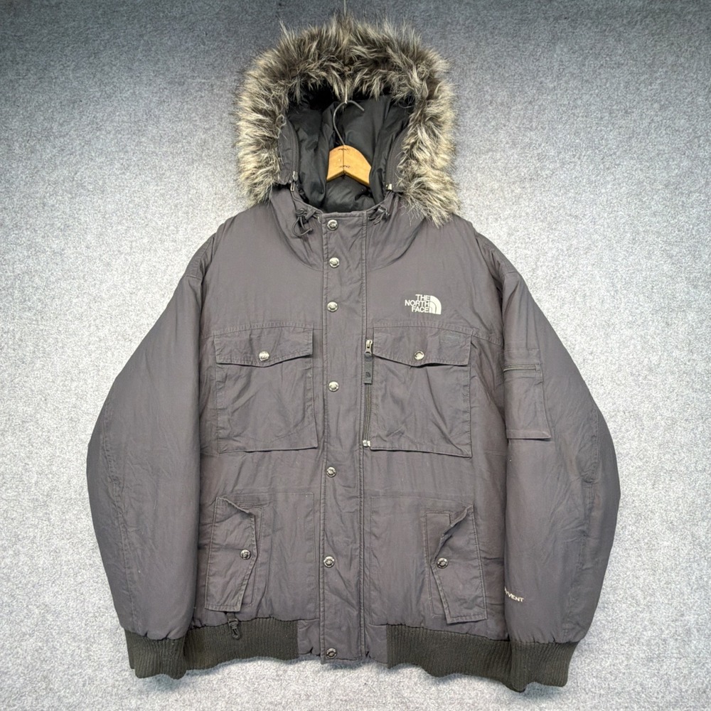The North Face Jacket Mens Large Gray Goose Down Fill Gotham Faux Fur
